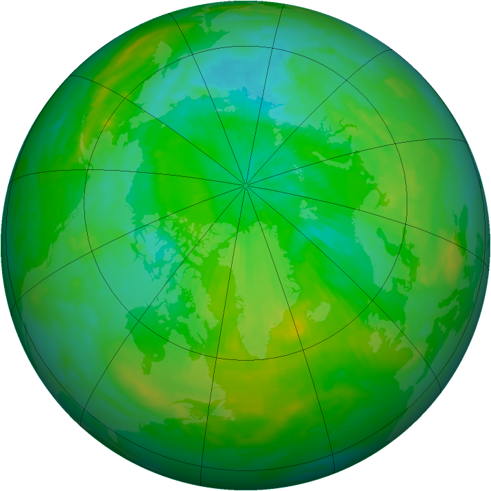Arctic ozone map for 15 August 1980